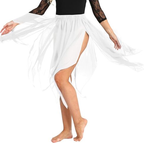 Alvivi 13 Panel Chiffon Fairy Belly Dance Asymmetric Side Split Skirt for Women Halloween Costume in Kuwait