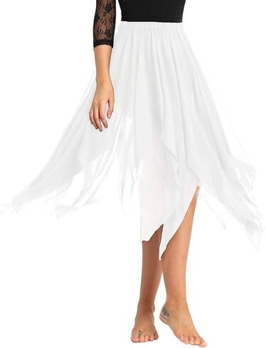 Alvivi 13 Panel Chiffon Fairy Belly Dance Asymmetric Side Split Skirt for Women Halloween Costume in Kuwait