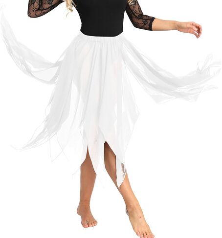 Alvivi 13 Panel Chiffon Fairy Belly Dance Asymmetric Side Split Skirt for Women Halloween Costume in Kuwait