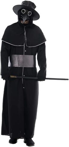 EraSpooky Plague Doctor Costume Men Halloween Party Warlock Coat Steampunk Medieval Suits with Hat in Saudi Arabia