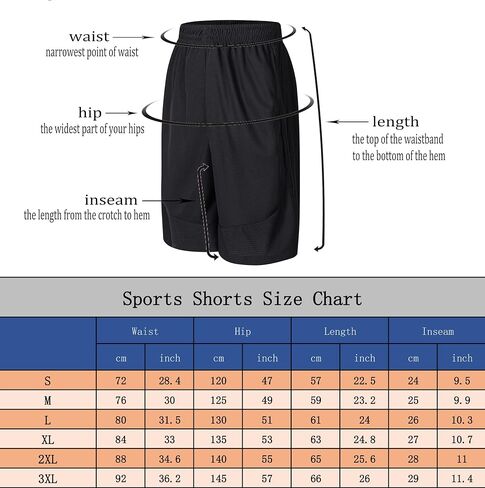 Men’s Basketball Shorts with Deep Pockets Running Shorts & Gym Training Shorts with Drawstring in Kuwait