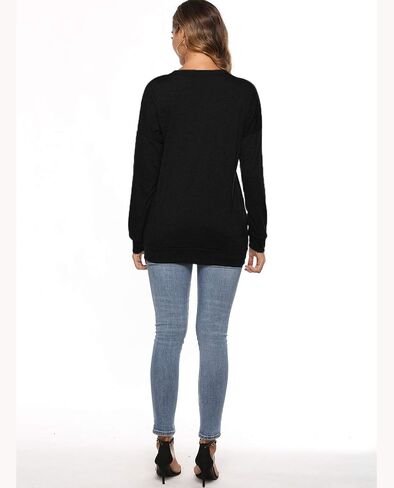 ZILIN Women's Casual Letter Print Crewneck T-Shirt Long Sleeve Tunic Tops Sweatshirt with Pockets in Kuwait