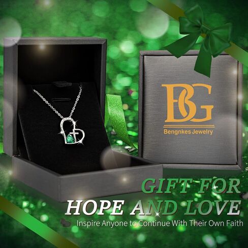 Bengnkes BG 925 Sterling Silver I Am a Child of God Cross Pendant Necklaces for Women, Heart Necklace with Birthstone Communion Goddaughter Christian Baptism Jewelry Gifts for Girls in Saudi Arabia