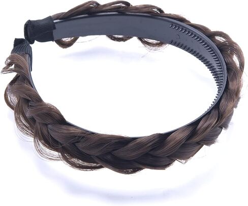 RPZL (CARAMEL BLONDE 8/14) Synthetic Hair Braided Headbands - Lightweight, Non-Slip Messy Braided Headband - Two Strands 4-inch Wide Headband with Teeth - Stylish Hair Accessories for Women/Girls in Kuwait