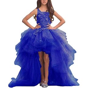 Gzcdress High Low Pageant Dress for Girls 7-16 Toddler Girl Pageant Dresses Puffy Vintage Flower Girl Dresses for Wedding