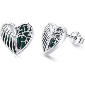Tree of Life Earrings, 925 Sterling Silver Heart Shaped Studs for Women, Hypoallergenic Earrings for Sensitive Ears Gifts for Women with Gift Box…