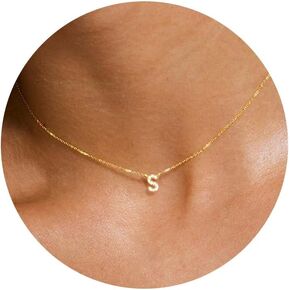 Picuzzy القلائد الأولية للنساء، لذيذ 14K الذهب قلادة الأولية صغيرة مكعب زركونيا حرف قلادة حرف واحد فقط القلائد الذهبية للنساء العصرية تشيكوسلوفاكيا القلائد الأولية للنساء في سن المراهقة الفتيات هدايا مجوهرات بسيطة in Kuwait
