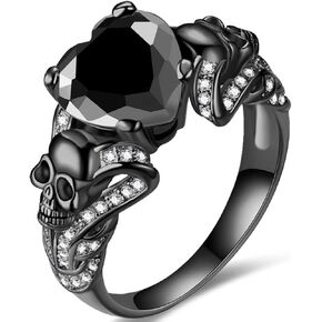 Gothic Jewelry Purple Red Black Crystal Unique Black Skull Rings for Women Halloween Christmas Gifts