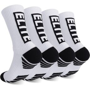 Basketball Socks 4 Pairs, Elite Pro Athletic Crew Socks for Youth Adult