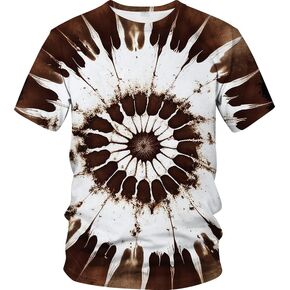 Srcnhim Men's Psychedelic Colorful The Eye of God Rainbow Short Sleeve 3D Printing Tie-Dye T-Shirt Tee