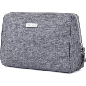Large Makeup Bag Zipper Pouch Travel Cosmetic Organizer for Women (Large, Grey)