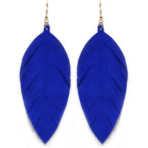 Large Genuine Soft Leather Handmade Fringe Feather Lightweight Tear Drop Dangle Color Earrings for Women Girls Fashion in Kuwait