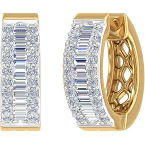 1/2 Carat Diamond Hoop & Huggies Earrings in 10K Gold or in 950 Platinum in Kuwait