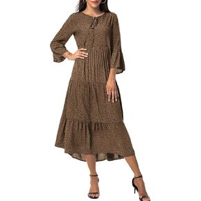 VIISHOW Womens 3/4 Sleeve Casual Bohemian Midi Dress in Kuwait