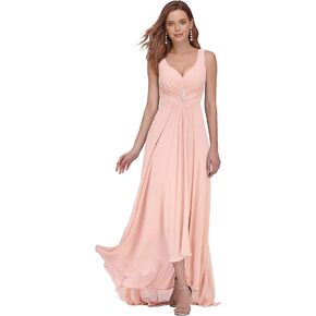 Ever-Pretty Double V-Neck Rhinestones Ruched Bust Hi-Lo Evening Party Dress 09983