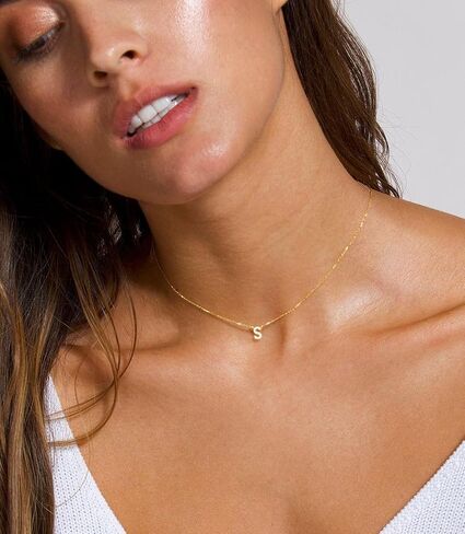 Picuzzy Initial Necklaces for Women, Dainty 14K Gold Initial Necklace Tiny Cubic Zirconia Letter Necklace Monogram Gold Necklaces for Women Trendy CZ Initial Choker Necklaces for Women Teen Girls Simple Jewelry Gifts in Kuwait