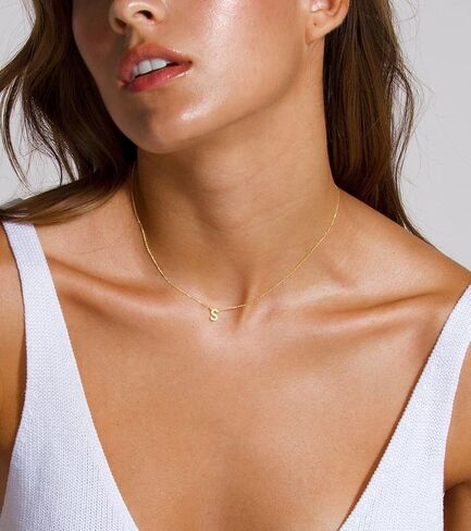 Picuzzy Initial Necklaces for Women, Dainty 14K Gold Initial Necklace Tiny Cubic Zirconia Letter Necklace Monogram Gold Necklaces for Women Trendy CZ Initial Choker Necklaces for Women Teen Girls Simple Jewelry Gifts in Kuwait