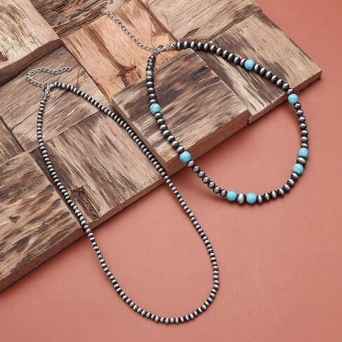 Florideco Western Jewelry Navajo Pearl Necklace for Women Layered Cowgirl Country Beaded Navajo Pearls Choker Necklace for Girls in Saudi Arabia