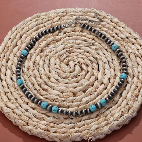 Florideco Western Jewelry Navajo Pearl Necklace for Women Layered Cowgirl Country Beaded Navajo Pearls Choker Necklace for Girls in Saudi Arabia