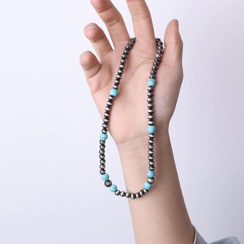 Florideco Western Jewelry Navajo Pearl Necklace for Women Layered Cowgirl Country Beaded Navajo Pearls Choker Necklace for Girls in Saudi Arabia