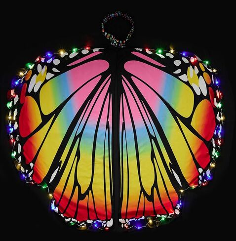 LABULADUO 3 قطع زي فراشة الهالوين للنساء، أجنحة الفراشة المضيئة وأجنحة الجنيات وشال الرأس مع قناع وعصابة رأس in Kuwait