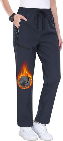 MoFiz Women's Hiking Pants Insulated Outdoor Snow Ski Pants Warm Winter Soft Shell with Zipper Pockets in Kuwait