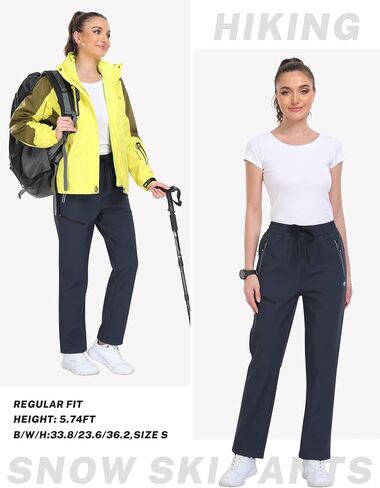MoFiz Women's Hiking Pants Insulated Outdoor Snow Ski Pants Warm Winter Soft Shell with Zipper Pockets in Kuwait