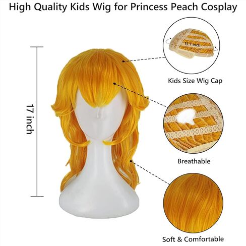 فستان الأميرة الخوخ من أومبيفيل للفتيات والأطفال مع قفازات تاج الشعر المستعار، أزياء عيد الهالوين in Kuwait