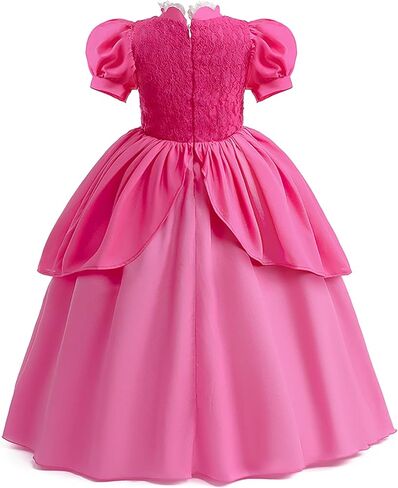 فستان الأميرة الخوخ من أومبيفيل للفتيات والأطفال مع قفازات تاج الشعر المستعار، أزياء عيد الهالوين in Kuwait