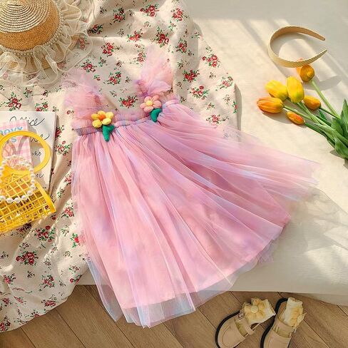 YETANLID Baby Girls Tulle Tutu Dress Summer Rainbow Color Dress Size 6M-5T in Kuwait