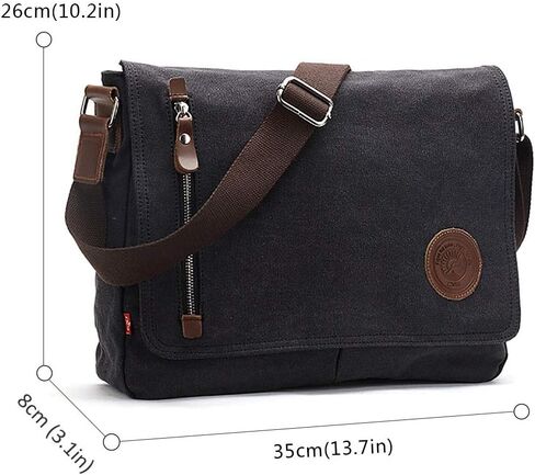 Unisex Messenger Bag Casual Canvas Bag Shoulder Sling Bag Satchel Messenger Bag for Men Work Office 13 inch Laptop Bag (Medium-Coffee) in Kuwait