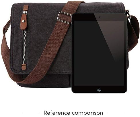 Unisex Messenger Bag Casual Canvas Bag Shoulder Sling Bag Satchel Messenger Bag for Men Work Office 13 inch Laptop Bag (Medium-Coffee) in Kuwait
