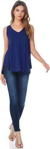 قميص بدون أكمام للسيدات من Alexander + David كاجوال فضفاض بياقة على شكل حرف V مع حاشية غير متساوية من الأسفل in Kuwait