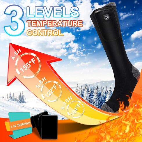 SVPRO Heated Socks,Electric Heated Ski Socks,Rechargeable Battery Heating Socks for Outdoor Skiing,Hiking,Camping,Hunting in Saudi Arabia