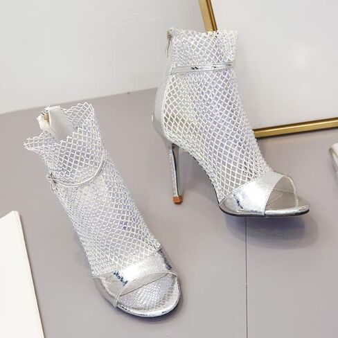 Azmodo حذاء حريمي مصارع مرصع بأحجار الراين مزين بالكريستال وكعب ستيليتو حذاء مفتوح من الأمام صنادل بكعب الكاحل للسهرات in Kuwait