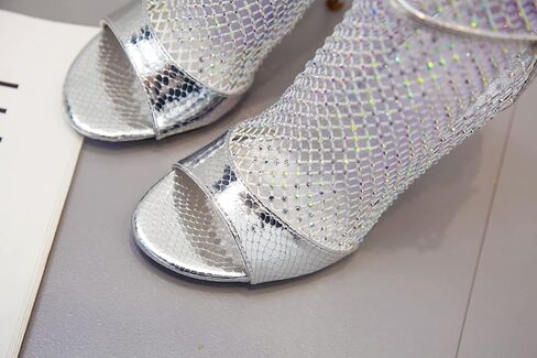 Azmodo حذاء حريمي مصارع مرصع بأحجار الراين مزين بالكريستال وكعب ستيليتو حذاء مفتوح من الأمام صنادل بكعب الكاحل للسهرات in Kuwait