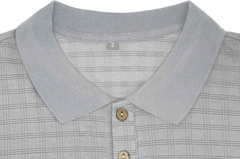 تي شيرت بولو رجالي من LOGEEYAR ذو نسيج منقوش ومطاط بأكمام قصيرة كاجوال تي شيرت جولف بملمس نحيف in Kuwait