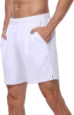 شورت HISKYWIN الرجالي للجري سريع الجفاف مقاس 7 بوصات شورت شبكي للركض مع جيوب بسحاب in Kuwait