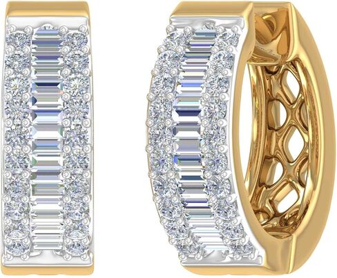 1/2 Carat Diamond Hoop & Huggies Earrings in 10K Gold or in 950 Platinum in Kuwait