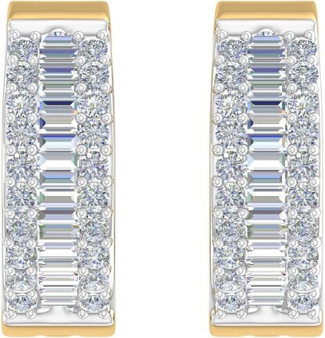 1/2 Carat Diamond Hoop & Huggies Earrings in 10K Gold or in 950 Platinum in Kuwait