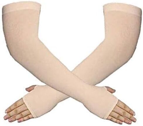 GREENPORT Unisex Cover Arm Sleeve Glove with Thumb Hole, for Driving/Riding/Sports & Outdoor Activities BEIGE Protection. in Kuwait
