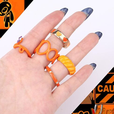 Sanfenly 12 قطعة Y2K حلقات مكتنزة خواتم ملونة للنساء في سن المراهقة الفتيات الاكريليك الراتنج خواتم الجمالية الذهب لطيف العصرية غير تقليدي بيان خواتم مفصل الإصبع الجمالية مجوهرات Y2K in Kuwait