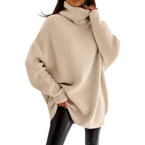 imesrun Womens Turtleneck Oversized Sweater Batwing Chunky Pullover Sweater Casual Fall Loose Knit Jumper Top