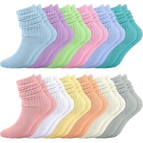 Panitay 12 Pairs Slouch Socks Women Bulk Slouchy Knee High Socks Soft Long Scrunch Socks for Women Girls