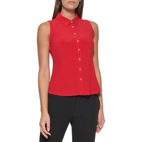 Tommy Hilfiger Women's Classic Collared Button Front Sleeveless-Knit Top in Saudi Arabia
