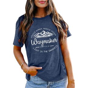 Christian Shirt for Women Waymaker Miracle Worker Promise Keeper Shirt Christian Gift Tee Faith Shirt God Graphic Tee
