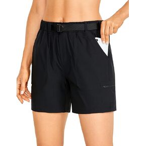 CRZ YOGA Women's Lightweight Cargo Hiking Shorts with Belt 6'' - Stretch Long Summer Athletic Outdoor Workout Shorts Pockets