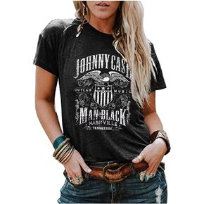 Western Rodeo T-Shirt Women Vintage Cattle Skull Cowboy Shirt Tops Country Music Short Sleeve Casual Tee Tops in Saudi Arabia