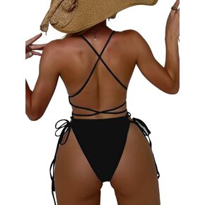 SHENHE Women's Deep V Neck Criss Cross Backless One Piece Bathing Suit Monokini Swimsuit