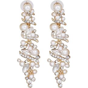 NLCAC Women's Wedding Earrings for Brides Dangling Rhinestone Crystal Chandelier Earring Drop Bridesmaids